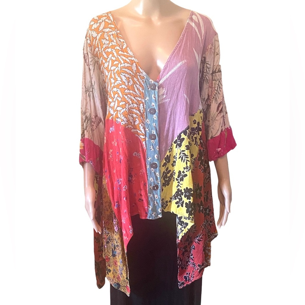 Sacred Threads Light Weight Patchwork Boho Long S… - image 8